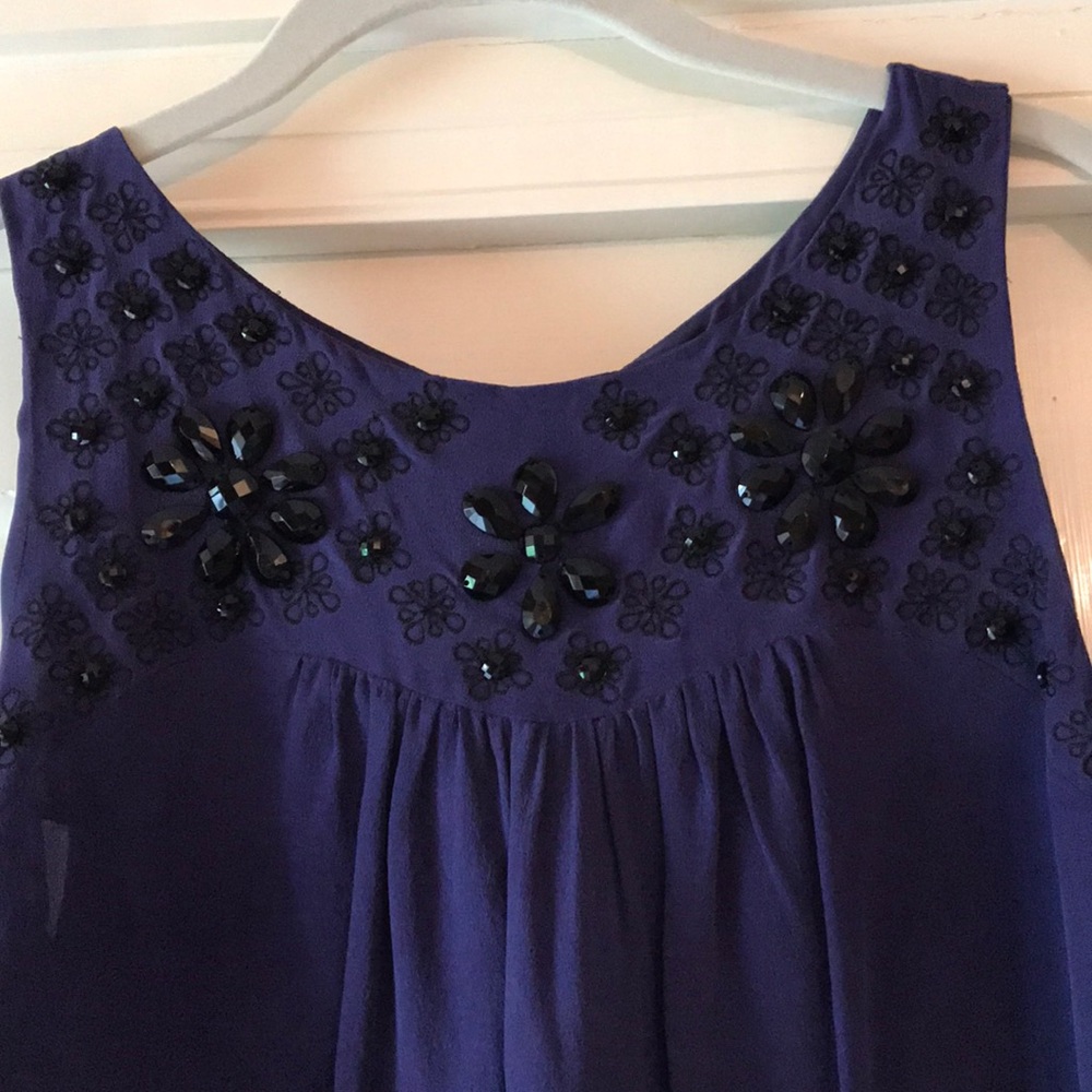 forever 21 purple silk top with beaded detail